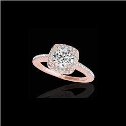 1.25 ctw Certified Diamond Solitaire Halo Ring 10K Rose Gold