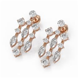 4.82 ctw Mix Cut Diamonds Designer Earrings 18K Rose Gold