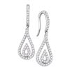 Image 1 : 10kt White Gold Round Diamond Teardrop Dangle Earrings 1/2 Cttw
