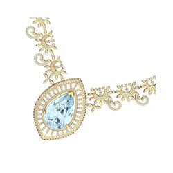 68.1 ctw Sky Topaz & VS Diamond Necklace 18K Yellow Gold