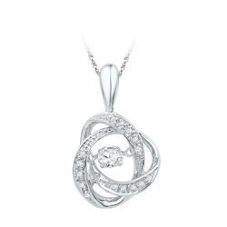 10kt White Gold Round Diamond Moving Twinkle Solitaire Pendant 1/6 Cttw