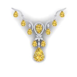 34.70 ctw Canary Citrine & VS Diamond Necklace 18K White Gold