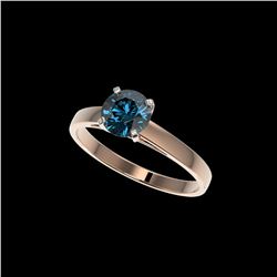 1.03 ctw Certified Intense Blue Diamond Engagement Ring 10K Rose Gold
