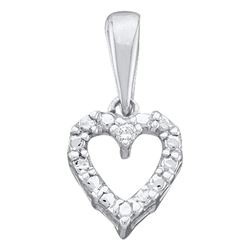 14kt White Gold Round Diamond Heart Pendant .01 Cttw