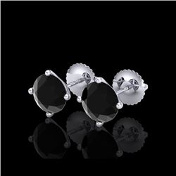 2.5 ctw Fancy Black Diamond Art Deco Stud Earrings 18K White Gold
