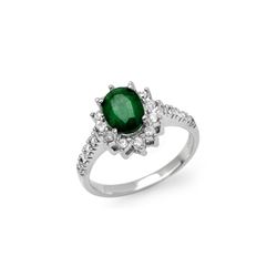 1.95 ctw Emerald & Diamond Ring 18K White Gold