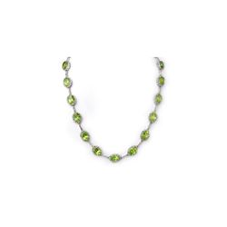 45.0 ctw Peridot & Diamond Necklace 14K White Gold