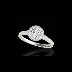1.11 ctw Certified Diamond Solitaire Halo Ring 10K White Gold