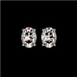 2 ctw Certified VS/SI Quality Oval Diamond Stud Earrings 10K Rose Gold
