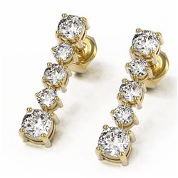 4.12 ctw Cushion Diamond Designer Earrings 18K Yellow Gold