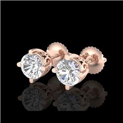 1.5 ctw VS/SI Diamond Solitaire Art Deco Stud Earrings 18K Rose Gold