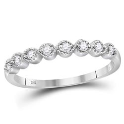 10kt White Gold Round Diamond Stackable Band Ring 1/10 Cttw