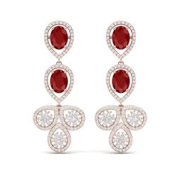 9.75 ctw Designer Ruby & VS Diamond Earrings 18K Rose Gold