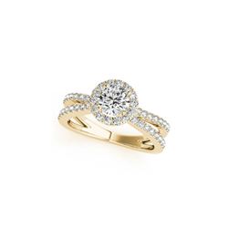 1.36 ctw Certified VS/SI Diamond Halo Ring 18K Yellow Gold