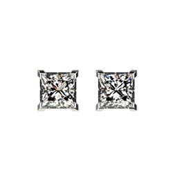 1 ctw Certified VS/SI Quality Princess Diamond Stud Earrings 10K White Gold