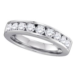 14kt White Gold Round Channel-set Diamond Single Row Wedding Band 1.00 Cttw