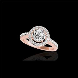 1.65 ctw Certified Diamond Solitaire Halo Ring 10K Rose Gold