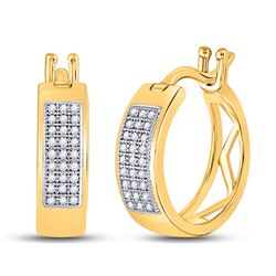 10kt Yellow Gold Round Diamond Triple Row Hoop Earrings 1/6 Cttw