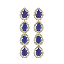 10.2 ctw Sapphire & Diamond Micro Pave Halo Earrings 10K Yellow Gold