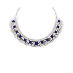 50.44 ctw Sapphire & VS Diamond Necklace 18K Rose Gold