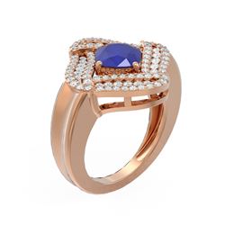 3.42 ctw Sapphire & Diamond Ring 18K Rose Gold