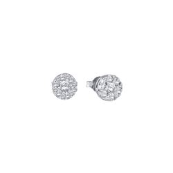 14kt White Gold Round Diamond Flower Cluster Stud Earrings 1/4 Cttw