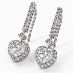 2.4 ctw Heart Diamond Designer Earrings 18K White Gold