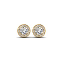 1.85 ctw VS/SI Diamond Art Deco Micro Stud Halo Earrings 18K Yellow Gold