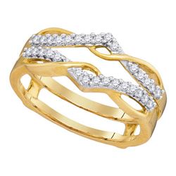 10kt Yellow Gold Round Diamond Wrap Ring Guard Enhancer Wedding Band 1/4 Cttw