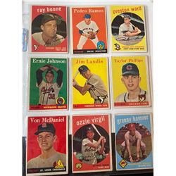 Lot of 9 1958 and 1959 Topps Baseball Cards