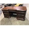 Image 1 : DARK WOOD 7 DRAWER EXECUTIVE INLAID DESK WITH LEATHER WOOD FRAMED MOBILE OFFICE CHAIR