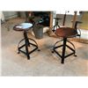 Image 1 : PAIR OF IRON / WOOD SCREW TOP OCCASIONAL STOOLS