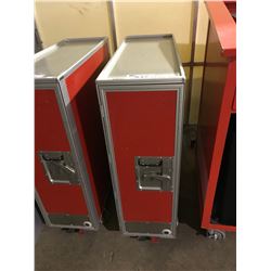 RED METAL MOBILE SINGLE DOOR CABINET