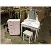 Image 1 : WHITE VASAGLE CHILD VANITY WITH STOOL & SINGLE DOOR 4 DRAWER CABINET