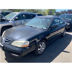 2002 ACURA 3.2CL, 2DRCP, BLACK, GAS, AUTOMATIC, MUST TOW, NOT ROADWORTHY*