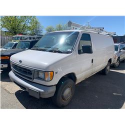 2000 FORD E-250 4DR VAN, WHITE, GAS, AUTOMATIC, VIN #1FTNE24L3YHA93570, 229,752KMS, RD,TH, NO ICBC