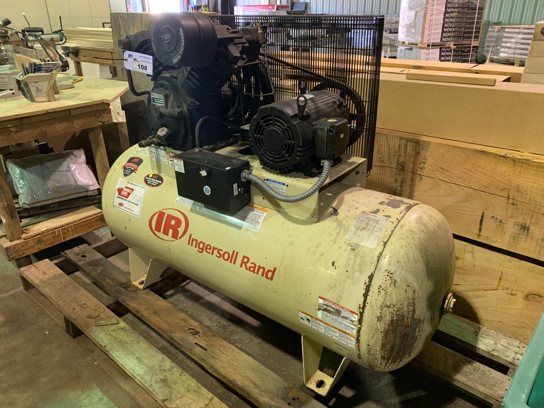 INGERSOLL RAND MODEL 2545 HORIZONTAL STAGE AIR COMPRESSOR 10 HP, 120 ...