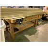 Image 2 : 2 TIER, 5 DRAWER WOOD WORKING BENCH WITH WOOD WORKING VISE WITH LARGE LOT OF TONGUE & GROOVE