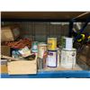 Image 3 : SHELF LOT OF TOOLS, HARDWARE & STAIN
