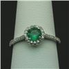 Image 1 : 0.57 ctw Emerald and Diamond Ring - 14KT White Gold