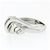 Image 6 : Solid 14k White Gold .75 ctw Channel Set Baguette Cut Diamond Open Swirl Band Ri