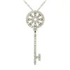 Image 2 : 14K White Gold .45 ctw Round Brilliant Diamond Wheel Key Pendant & 16" Chain