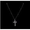 Image 1 : 6.60 ctw Sapphire and Diamond Pendant With Chain - 10KT White Gold