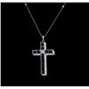Image 2 : 6.60 ctw Sapphire and Diamond Pendant With Chain - 10KT White Gold