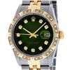 Image 1 : Rolex Mens 2 Tone 14K Green Vignette Pyramid Diamond 36MM Datejust Wristwatch