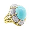 Image 1 : David Webb 3.20 ctw Diamond and Turquoise Ring - 18KT Yellow Gold and Platinum
