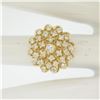 Image 4 : 14K Solid Yellow Gold 1.01 ctw 31 Round VS1 Diamond Flower CLUSTER Cocktail Ring