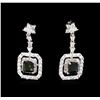 Image 1 : 0.85 ctw Green Tourmaline and Diamond Earrings - 14KT White Gold