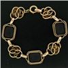 Image 4 : Retro Vintage 14kt Green and Rose Gold Black Onyx and Open Leaf Link Bracelet