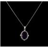 Image 2 : 4.46 ctw Amethyst and Diamond Pendant With Chain - 14KT White Gold